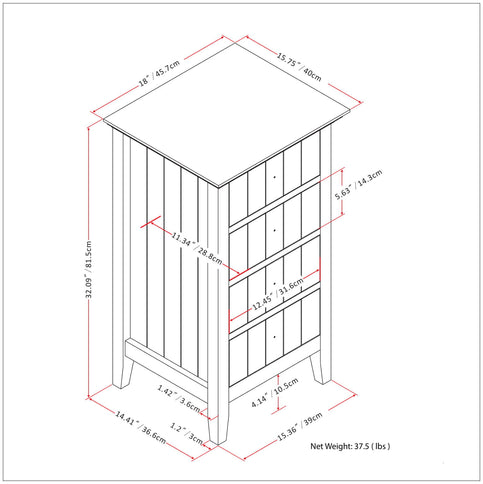 Acadian - 4 Drawer Floor Storage Cabinet - Pure White