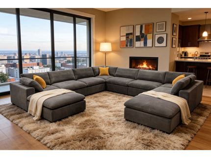 Custom Configuration Modular Sectional & Toss Pillows