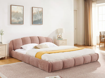 Upholstered Platform Bed Frame, Low Profile Floor Bed, No Box Spring Required