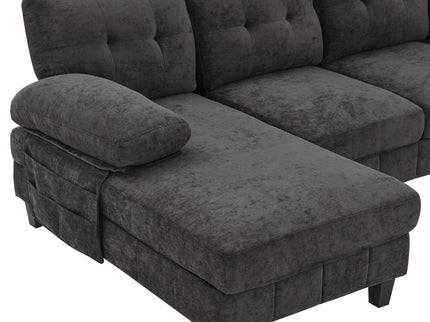 U-Shaped Sectional Sofa 103.5" Fabric Couch With Dual Chaise Lounges, Storage Pockets, Armrest Pillows