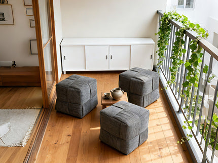 Modern Ottoman Foot Rest With Woven Design