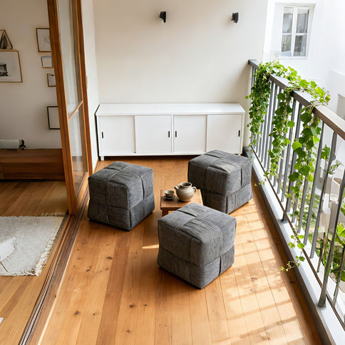 Modern Ottoman Foot Rest With Woven Design