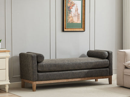 Upholstered End Of Bed Bench With Arms & 2 Bolsters For Bedroom