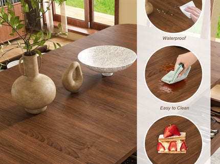 Dining Table With Drawers & Open Storage - Walnut