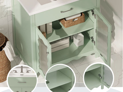 Modern Bathroom Vanity With Tempered Glass Doors