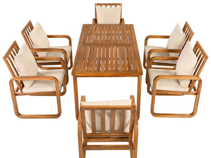 7 Piece Outdoor Patio Dining Set With Removable Cushions