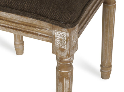 French Country Dining Chair With Rectangular Cane Backrest And Smooth Upholstered Seating
