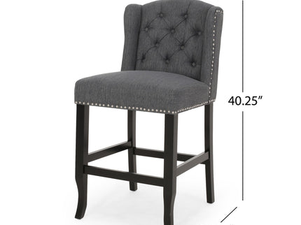Vienna - Fabric Tufted Counter Stool With Nailhead Accents (Set of 2)