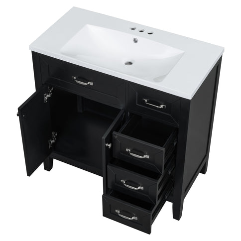 Modern Bathroom Vanity With Sink, Freestanding With Drawers And Doors