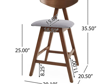 Mid Century Modern Counter Stool With V Shape Frame And Upholstered Seating