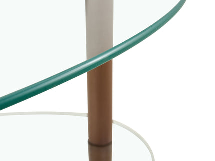 Transparent Oval Glass Coffee Table, Modern Table In Living Room Oak Wood Leg Tea Table 3-Layer Glass Table