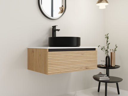 Wall Mounted Bathroom Vanity With Art Sink & 1 Soft Close Drawer