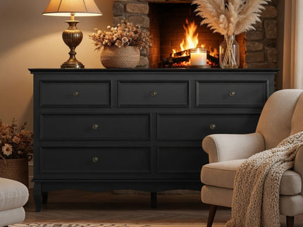 7 Drawer Dresser, Storage Chest - Black
