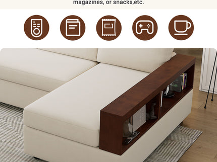 Sectional Sofa Upholstered Sofa Couch With Reversible Armrests For Living Room