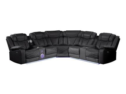 Challenger - Recliner Sectional Sofa, Built In USB, C Ports & Bluetooth