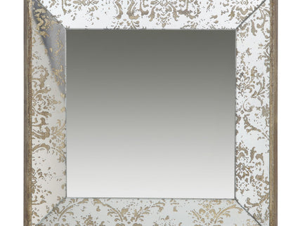 Antique Rectangle Mirror With Floral Accents, Mirrored Display Tray, Hanging Wall Mirror