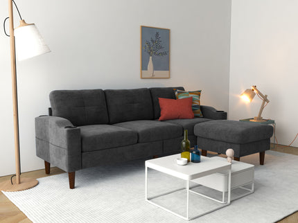 3 Seater Convertible Combination L Shaped Sofa With Footstools With Storage