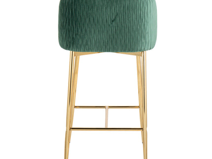 Fran - Pleated Waves Contemporary / Glam Fixed Height Counter Stool (Set of 2)
