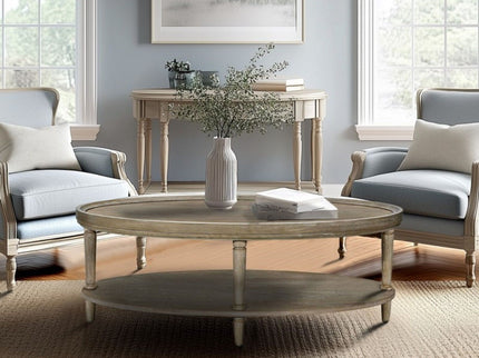Bedford - Oval Coffee Table With Shelf - Natural