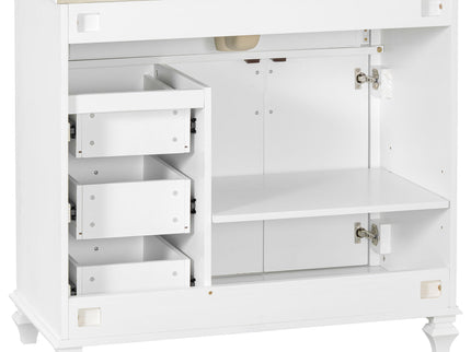 Modern Bathroom Vanity With Sink, 3 Drawers & 2 Doors
