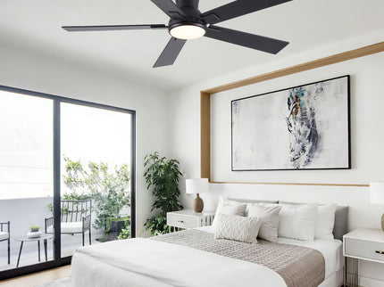 Low Profile Flush Mount Intergrated LED Ceiling Fan With Light And Reversible Quiet Motor
