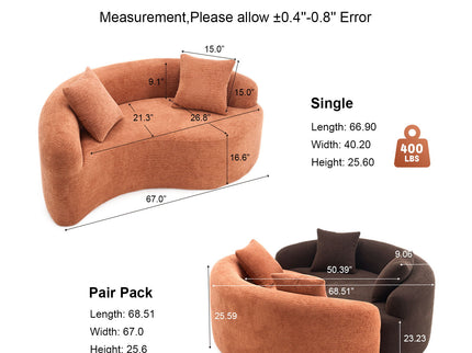 Tai Chi - Curved Dual Depth Loveseat