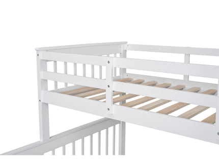 Bunk Bed With Twin Size Trundle, Storage And Guard Rail For Bedroom