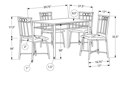 5 Pieces Dining Table Set, Small, Rectangular