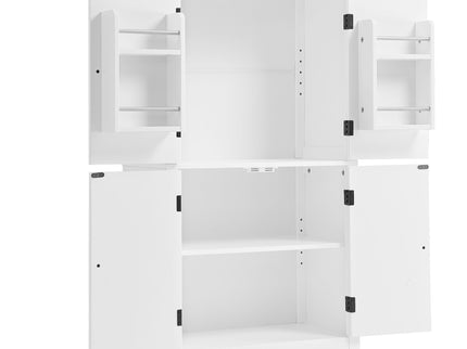 Elegant Bathroom Floor Storage Cabinet With 4 Doors, Adjustable Shelves