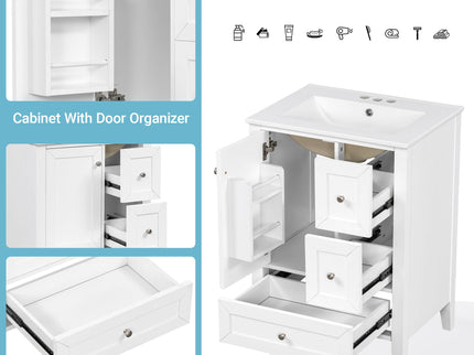 Modern Bathroom Vanity With Sink, Freestanding Cabinet With Drawers And Shelves
