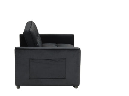 Maeve - Convertible Sleeper Loveseat With Tufting and Side Pocket - Black