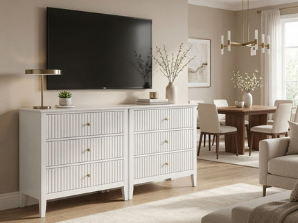 3 Drawer Nightstand, Wide With Soft Close Slides - White