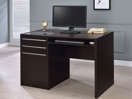 Maxim - 2 Drawer Computer Desk With Lift Top Storage And Power Outlet - Cappuccino