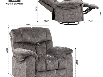 Swivel And Rocking Recliner Chair With Massage And Heating