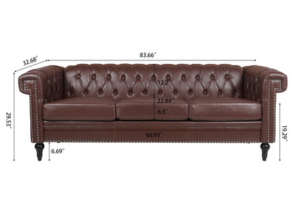Traditional Square Arm Removable Cushion 3 Seater Sofa