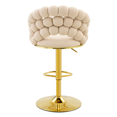 Puffy Bubble Chair, Ball Chain (Set of 2) - Beige / Gold