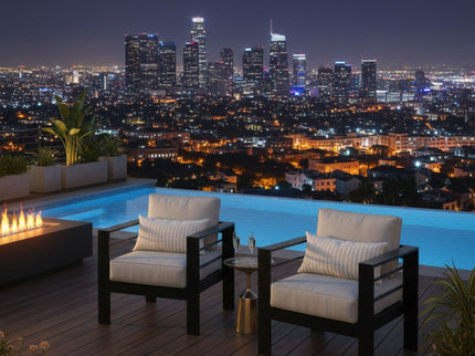 Modern All-Weather Patio Armchairs & Thick Cushions (Set of 2)
