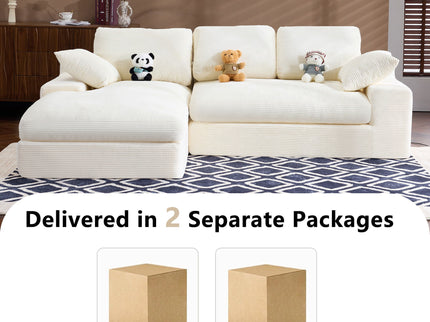 Compressed Sofa With 3 Back Cushions, 2 Throw Pillows