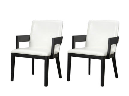 Modern Glossy Dining Chairs (Set of 2), Elegant Upholstery And Ergonomic Design - Black White