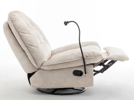 Modern Swivel Gliding Recliner Chair With Rocking Function And Phone Holder, Large Comfortable