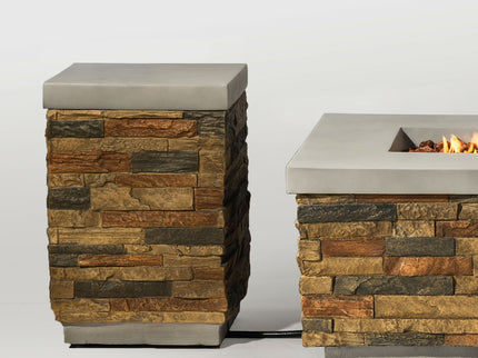Outdoor Propane Tank Holder Fire Pit Cover Side Table - Sandstone