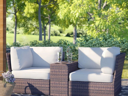 Outdoor Wicker Loveseat With Cushions