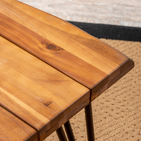 Zion - Outdoor Industrial Iron And Coffee Table - Teak