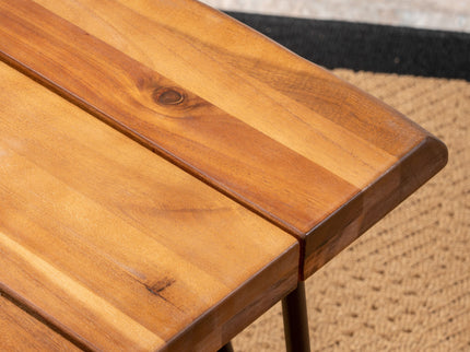Zenith - Outdoor Industrial Accent Table (Set of 2) - Teak