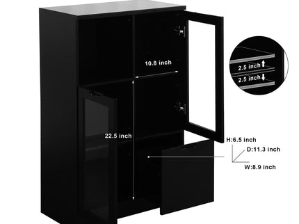 Modern Cabinet With Glass Doors And Drawer