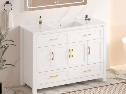 Bathroom Vanity With Sink Combo, 4 Soft Close Doors And 4 Drawers