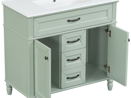 Bathroom Vanity With Sink, Flip-Out Top Drawer, Soft Close Doors, 2 Storage Drawers