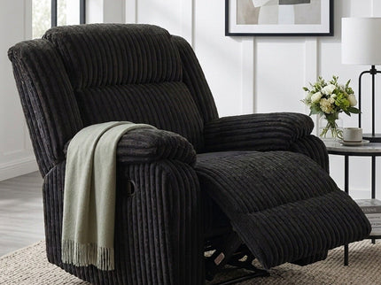 Motion Recliner Chair With Plush Armrests For Living Room, Soft Seat - Black