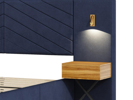Upholstered Bed Frame With Vertical Channel Tufted Wingback Headboard