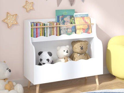 Kids Bookcase, Children Book Organizer Toy Storage Cabinet - White